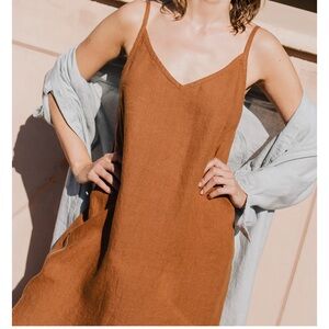 notPERFECTLINEN Mustard Linen Dress